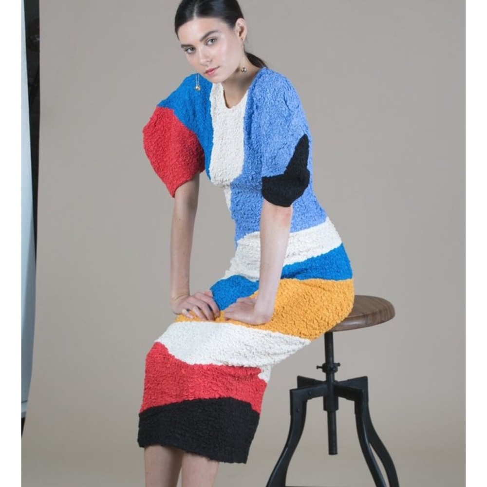 SOLD! Mara Hoffman Freya Color Block Midi Dress S - Picture 3 of 12